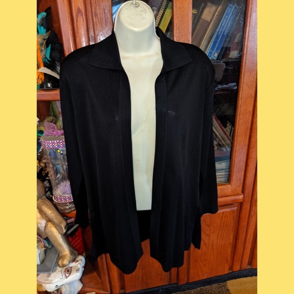 MISOOK PETITE BLACK FRONT CARDIGAN JACKET - Picture 3 of 5